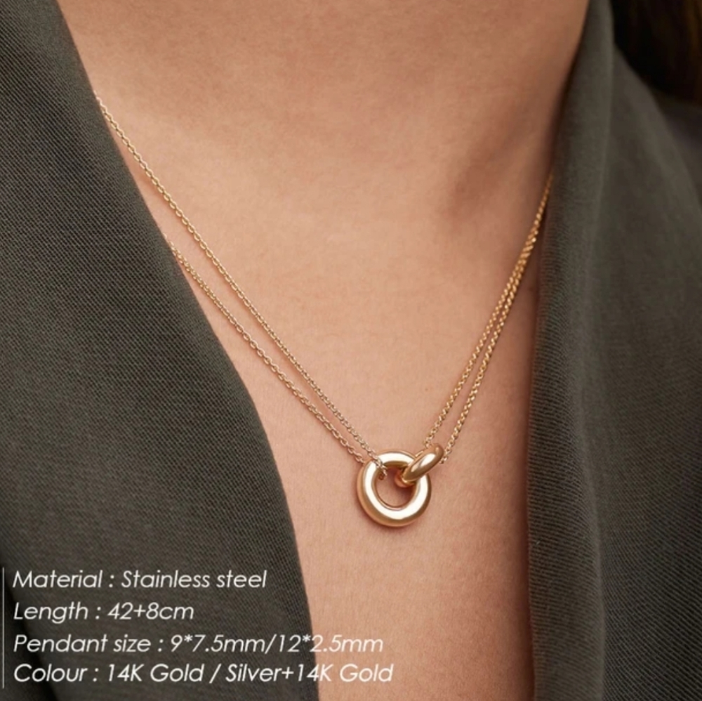 Necklace Double Layerwith mininalist pendant,  trendy and fashion necklace